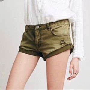 Free people Green denim shorts